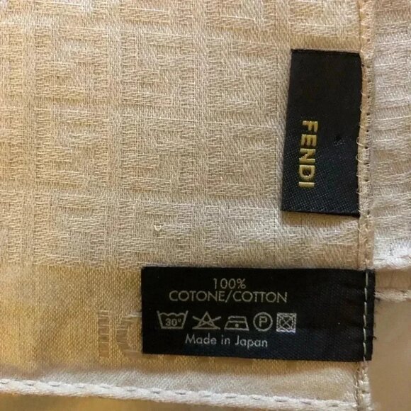 EUC Fendi beige Zucchino FF Logo Printed Scarf - Picture 7 of 9